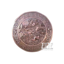 Modern round metal bronze sculpture flower relief for wall decor